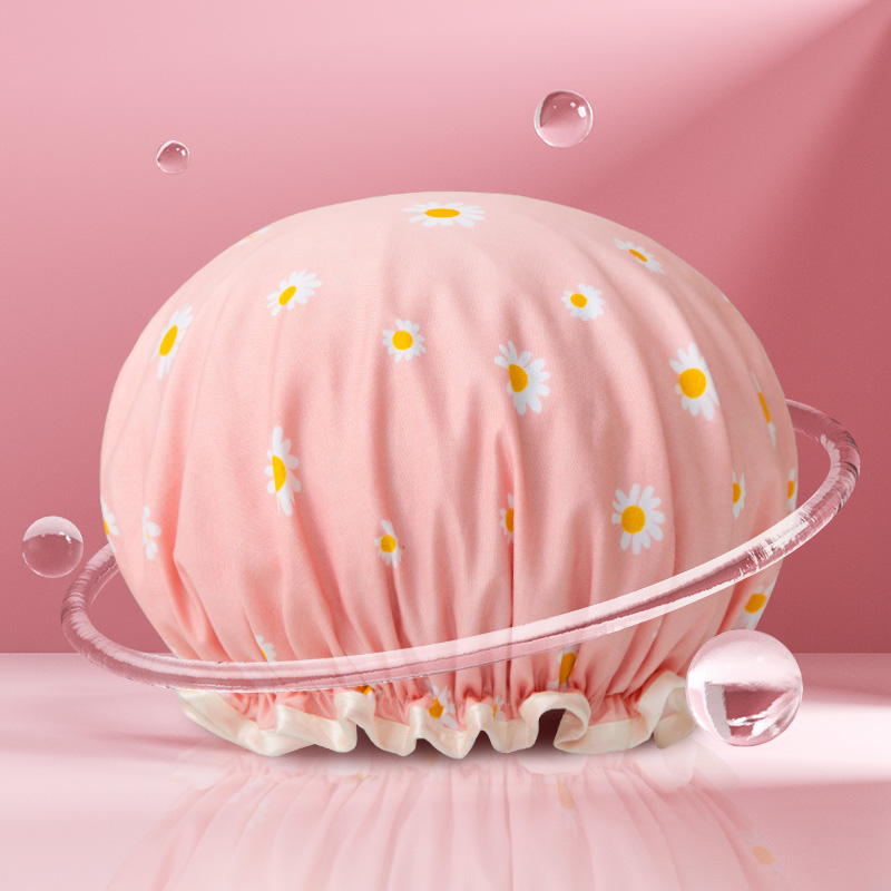 Shower cap women waterproof women's bath head cover home bath hat Korea cute head cover thick kitchen anti-grease smoke cap