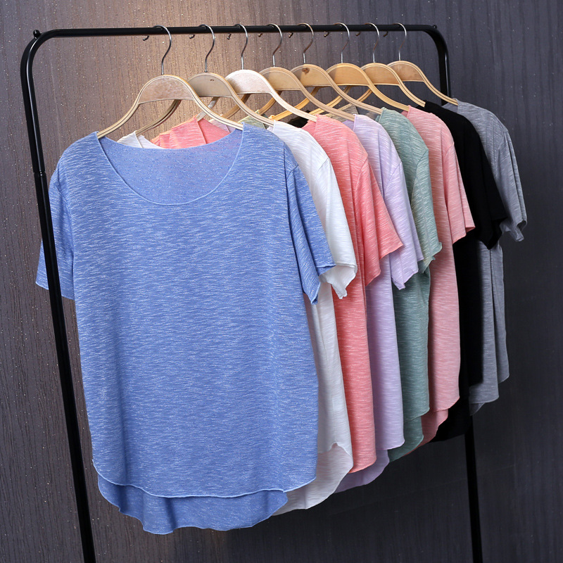 Quần áo tập nhảy hiện đại, áo thun cotton cotton rỗng, áo thun ngắn tay, quần áo tập yoga mùa hè - Khiêu vũ / Thể dục nhịp điệu / Thể dục dụng cụ giày múa đen