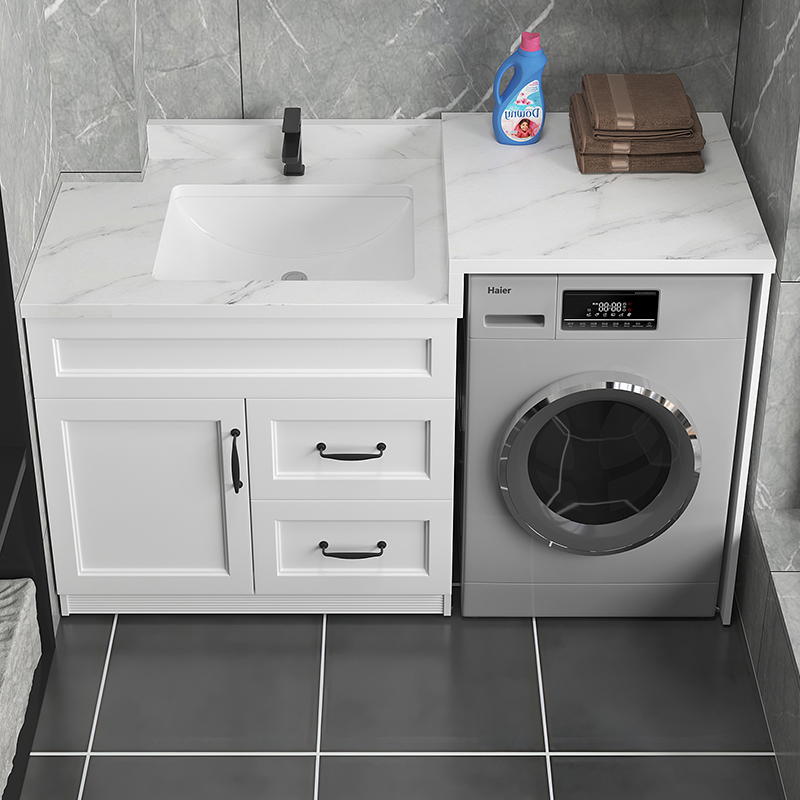 Customized space aluminum balcony washing machine cabinet combined toilet washing face washing face washing hands in one cabinet rock washing cabinet