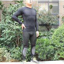 Spring and autumn thin section sports tights elastic long-sleeved suit mens running training suit Basketball base shirt quick-drying black