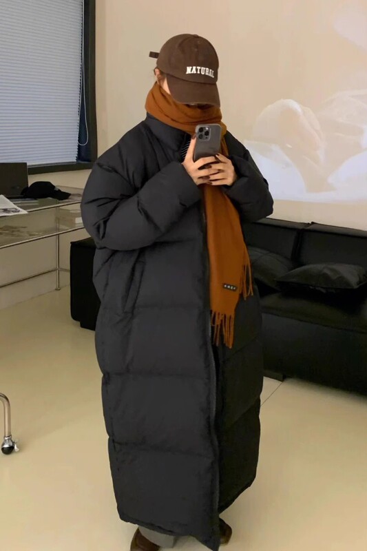 Long down Jacket for Women, Extra Long, over the Knee, Korean Style, Loose, Thickened, Couple Style