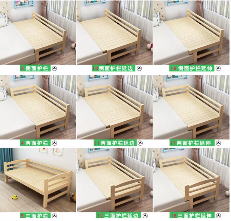 giường trẻ em với hàng rào gỗ rắn cậu bé sinh đôi và cô gái công chúa giường ngủ thông cot mở rộng khâu tùy chỉnh giường - Giường