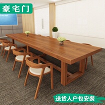  Solid wood conference table long table simple modern training table long desk workbench guest negotiation table and chair combination