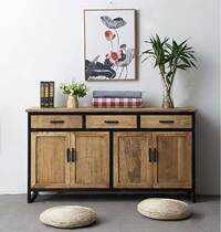  American country retro dining side cabinet Wrought iron solid wood locker storage cabinet Creative cabinet Entrance cabinet Shoe cabinet bucket cabinet