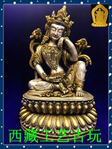  Tibet Nepal craft sterling silver gilt Free Guanyin Buddha statue