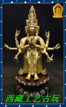  Tibetan Buddhism Tibetan Gilt Qing Dynasty Eleven-faced Guanyin Buddha Statue