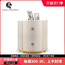 Light luxury bedside table Designer furniture Leather bedside storage locker Italian minimalist bedroom small cabinet A09