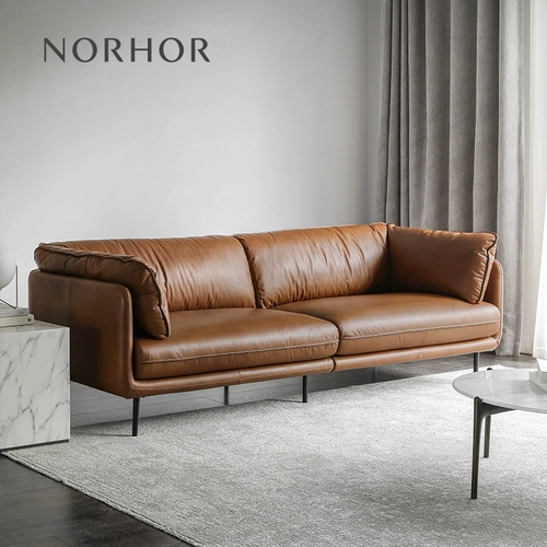 NORHOR скандинавское выражение/импортная коровья кожа первого слоя в стиле ретро карамельного цвета среднего возраста/полностью кожаный диван HUG из раскола