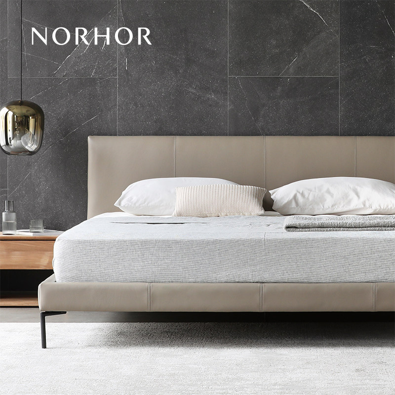 Nordic Expression-style minimalist American retro ALGER soft bag backrest full genuine leather double bed 3 colors multiple K#