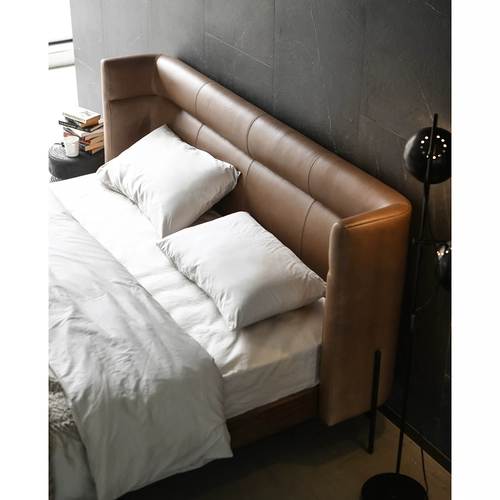 Северное выражение Norhor/Relyy кожаная спина, спина сплошной кровать с твердым деревом/итальянским стилем среднего стиля Caramel Color McM