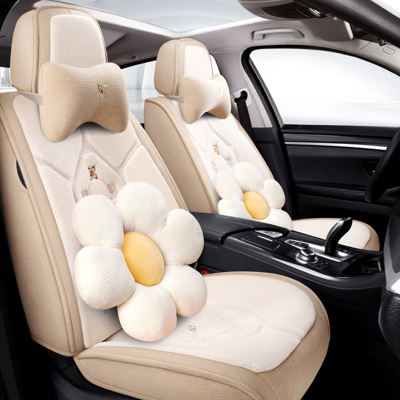 Car cushion Sheep lamb suede full surround plush autumn winter universal car cushion warm seat cushion car cover cute thickened