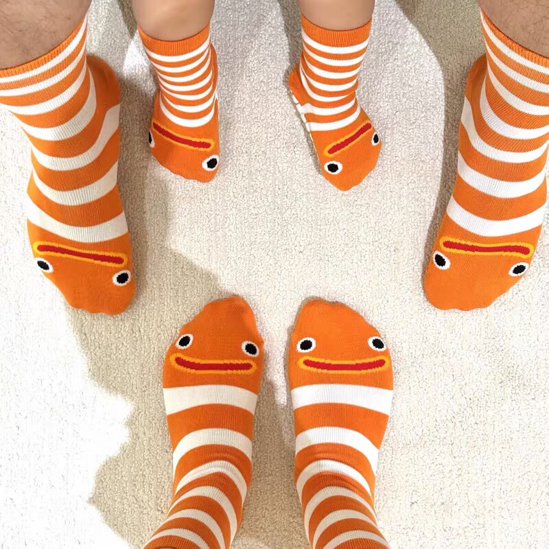 Xiaohongshu's Super Popular Garden Eel Socks, Cute Cartoon Japanese-Style Striped Quirky Parent-Child Socks, Okinawa Clownfish Socks Xiaohongshu's Super Popular Garden Eel Socks, Cute Cartoon Japanese-Style Striped Quirky Parent-Child Socks, Okinawa Clownfish Socks