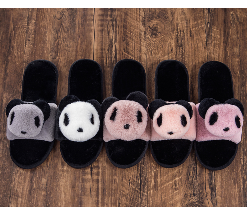 Giày cotton nữ từ khóa của bạn 2018 mới trong nhà chống trượt đáy sang trọng mùa đông thời trang nhà giày gấu trúc dễ thương - Trang chủ dép chống trơn