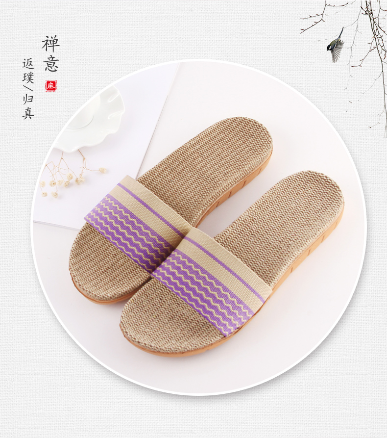 Bạn Erkang lanh nữ dép đi trong nhà Hàn Quốc giày trong nhà thở thấm chống trượt dưới dép mát mùa hè mới 2018 - Trang chủ dép đi