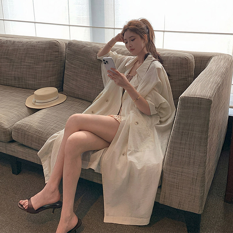 Mid-Length Lightweight Tencel Linen Sun Protection Trench Coat for Women, 2026 Summer, Petite Fashion Cover-Up with a High-End Feel