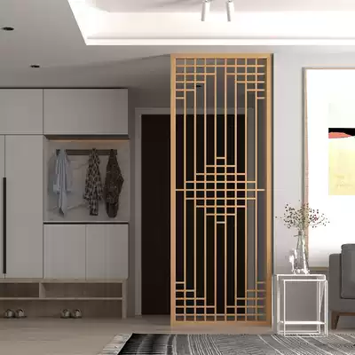 Custom screen partition wall living room entrance hall simple modern decoration Chinese office solid wood grille