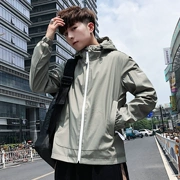 Áo khoác nam mùa xuân hè 2018 mới đẹp trai áo khoác trùm đầu nam mùa thu Hàn Quốc của xu hướng thanh niên nam giới mỏng - Áo khoác