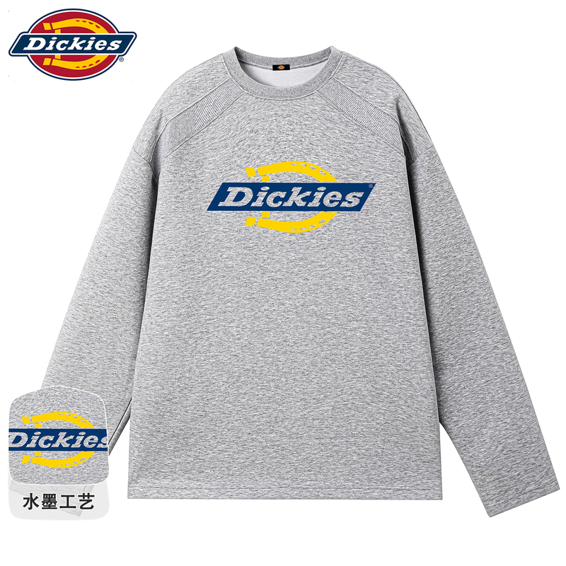 Dickies Official Authentic American-Style Solid Color Basic Autumn Versatile Loose Printed Round Neck Long-Sleeve T-Shirt for Men