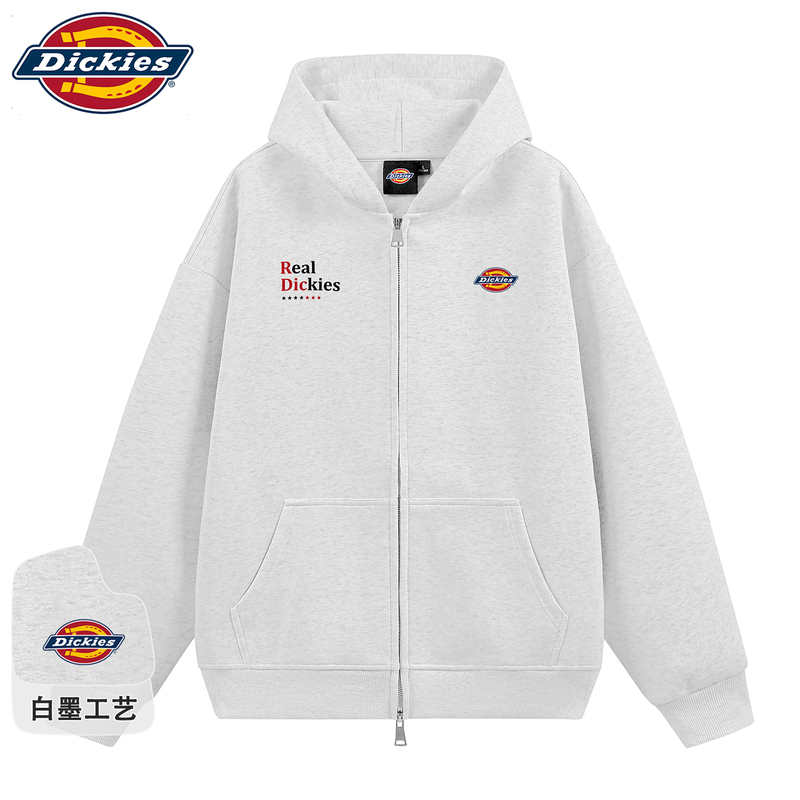 Dickies Official Authentic Autumn and Winter Cardigan Hooded Sweatshirt Men's Printed Loose Versatile Couple's Top Jacket