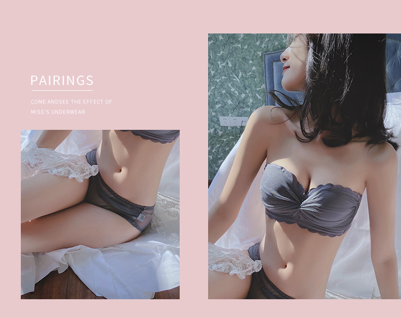 无肩带内衣女聚拢防滑无钢圈隐形小胸显大文胸日系抹胸一字肩胸罩详情38