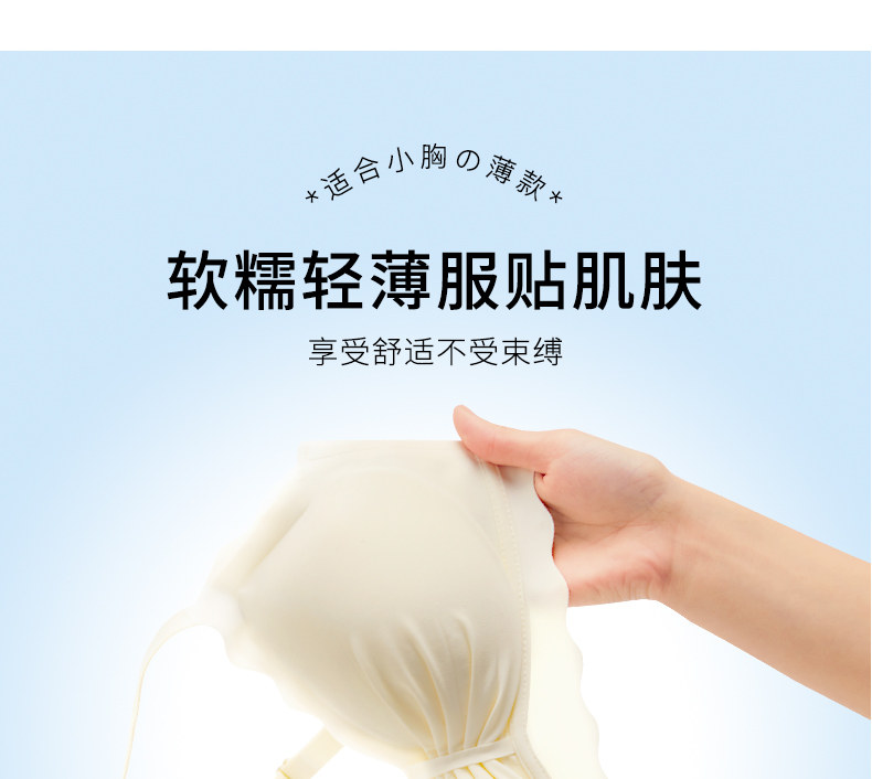 夏季薄款无痕内衣女小胸聚拢新款防下垂收副乳少女文胸罩套装透气详情5