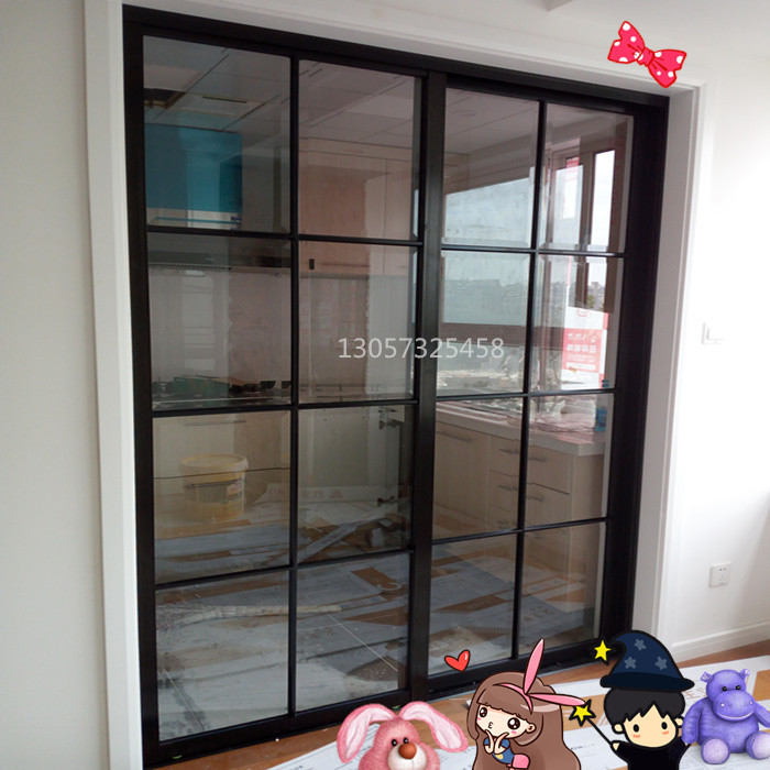 Wuxi Changshu Suzhou Jiangyin Yixing Narrow-Edge Black Kitchen Balcony Aluminum-Magnesium Alloy Glass Sliding Door Partition
