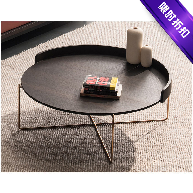 Modern light extravagant metal designer creative minimalist tea table Nordic minimalist post modern light lavish metal solid wood tea table
