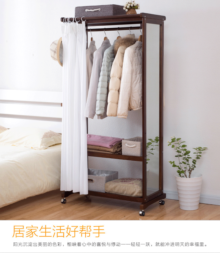 Gương sàn dài gương phòng ngủ gương nhà lưu trữ di động lắp gương đơn giản tủ quần áo gỗ rắn giá - Gương gương ghép