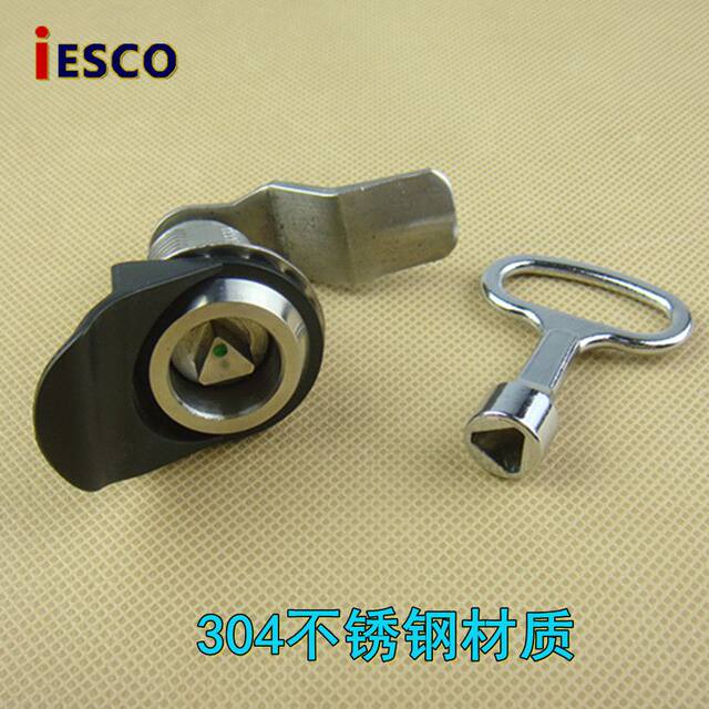 Iesco 304 Stainless Steel Electrical Box Lock Distribution Box Lock Switch Cabinet Door Lock Industrial Triangle Key Cam Lock