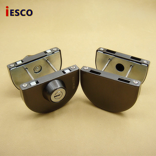 Iesco Stainless Steel Framed Glass Door Lock Single and Double Door Lock Double Door Lock Sliding Door Lock Black Titanium Double-Sided Lock