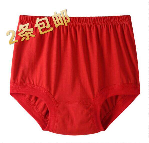 Middle Aged Pure Cotton Red Briefs Lady Triangle Pants Men Big Red High Waist Full Cotton Ben Year Old Mother Pants Head