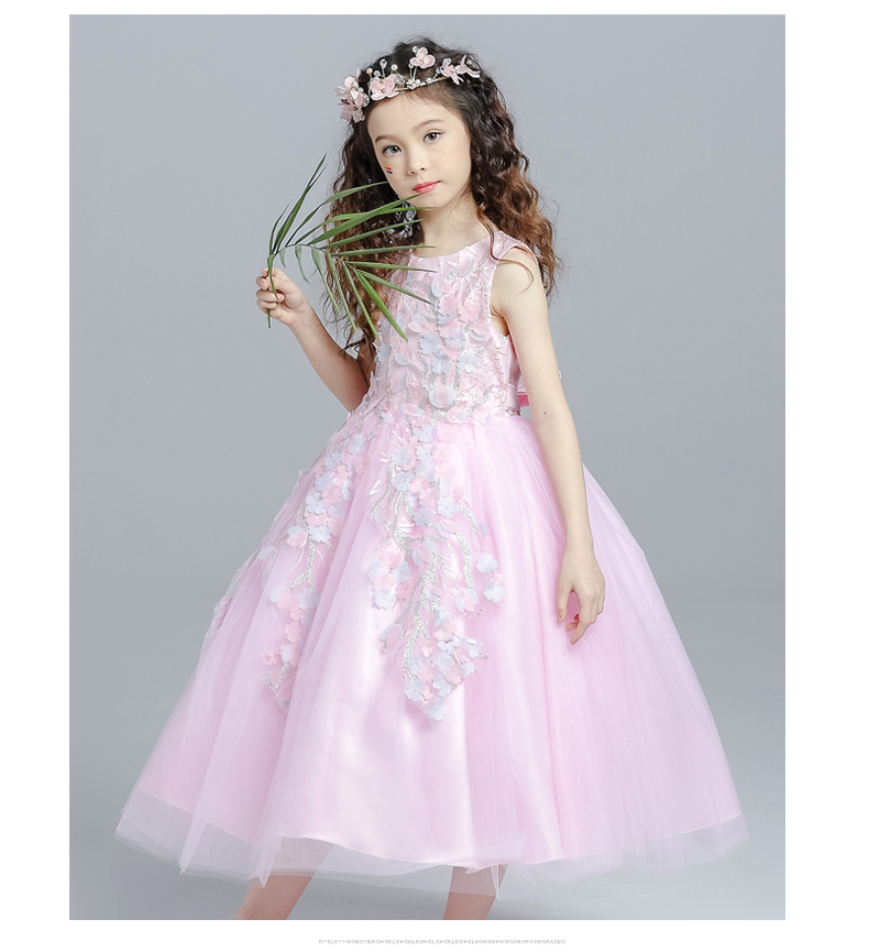 Lilandu ren đính váy công chúa váy hồng hoa cô gái dài đoạn pettiskirt cô gái trang phục mùa hè mới quần áo bé trai đẹp nhất