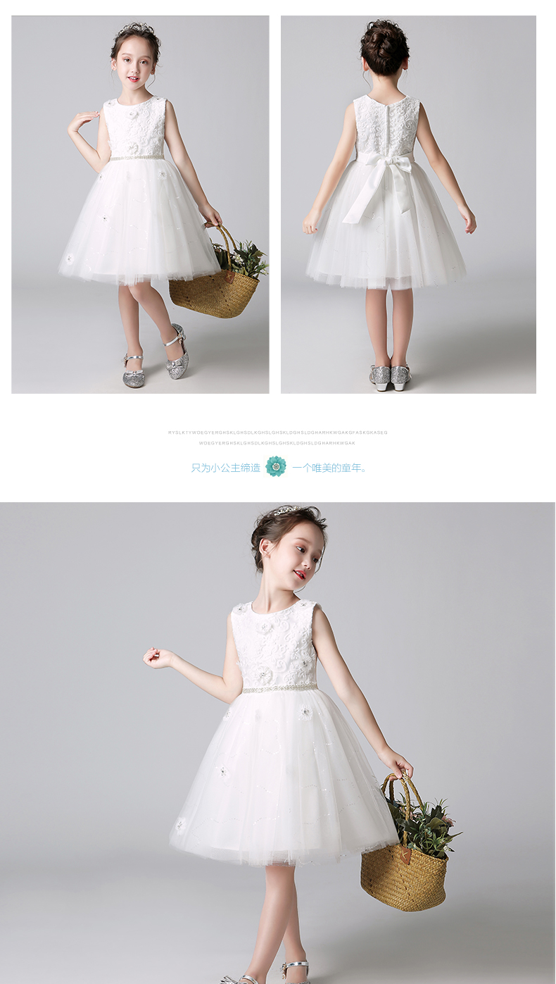 Lilan Duo trắng hoa cô gái ăn mặc nữ trẻ em mùa hè đàn piano trang phục cô gái fluffy công chúa váy sinh nhật váy đẹp cho bé