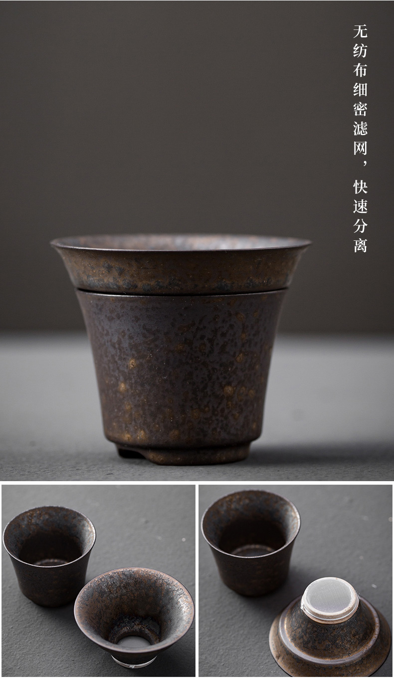 Coarse pottery gold 秞 side put the pot of restoring ancient ways suit household kung fu tea teapot teacup ceramics single mat