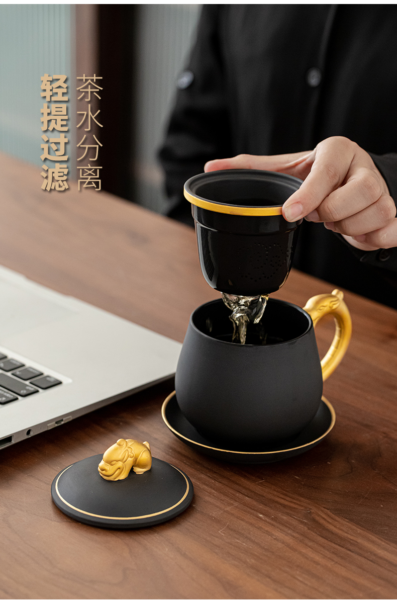 Violet arenaceous take water cup gold office meeting make tea tea cup household personal cup with cover filter Xiu dragon