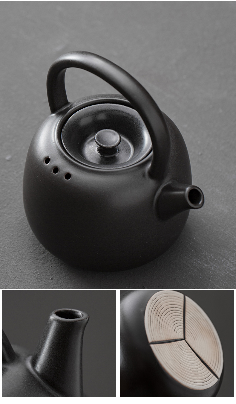 Japanese charcoal'm boil tea ware ceramic furnace temperature fire tea kettle black pottery girder ruyi kettle kung fu tea set