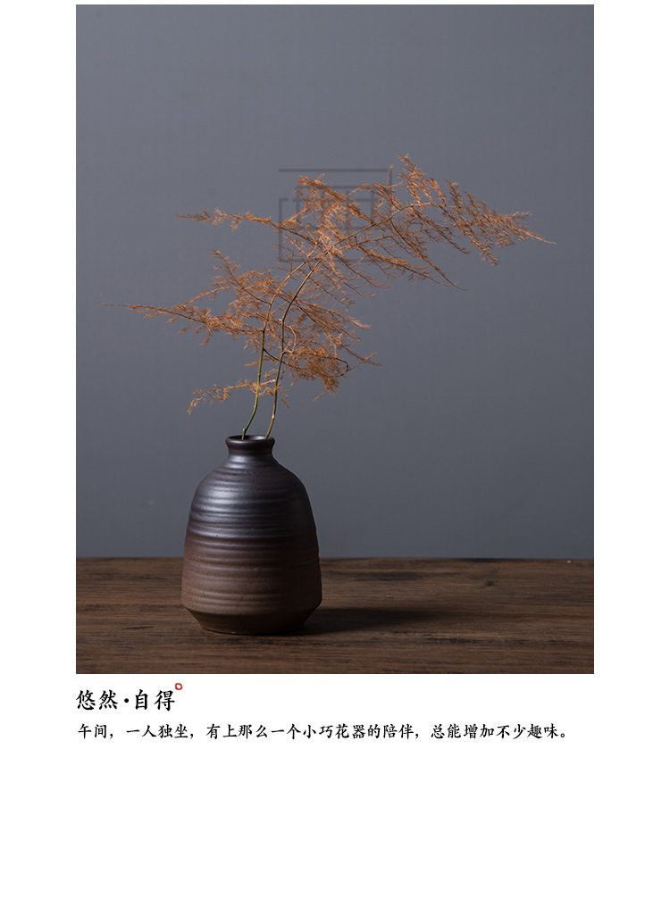 Kate zen flower implement manual coarse pottery vases, Japanese ceramics hydroponic flower tea flower handicraft furnishing articles