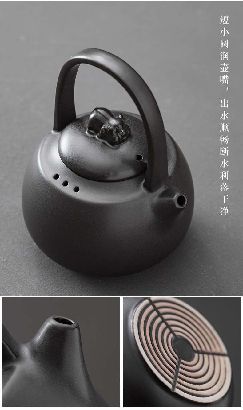 Japanese charcoal'm boil tea ware ceramic furnace temperature fire tea kettle black pottery girder ruyi kettle kung fu tea set