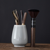 Japanese Grass Wood ash tea ceremony six gentlemen set ebony tea pen solid wood tea clip Tea Needle tea tool set tea knife