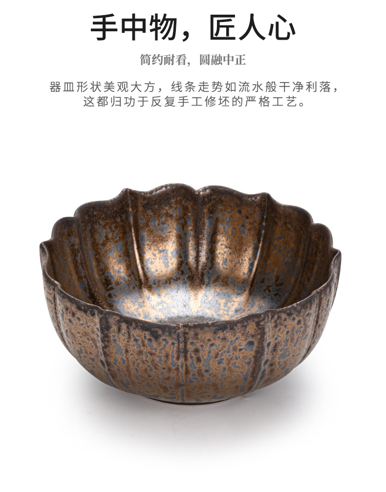 Japanese ceramic fruit bowl large dishes restoring ancient ways of household fruit basin contracted variable circular lotus deep dish dish plate