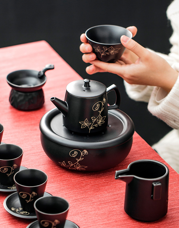 Japanese coarse pottery tea tray was large pot bearing ceramic checking round small dry mercifully tea kungfu tea set storage tray