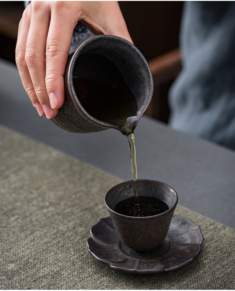 Coarse pottery gold 秞 side put the pot of restoring ancient ways suit household kung fu tea teapot teacup ceramics single mat