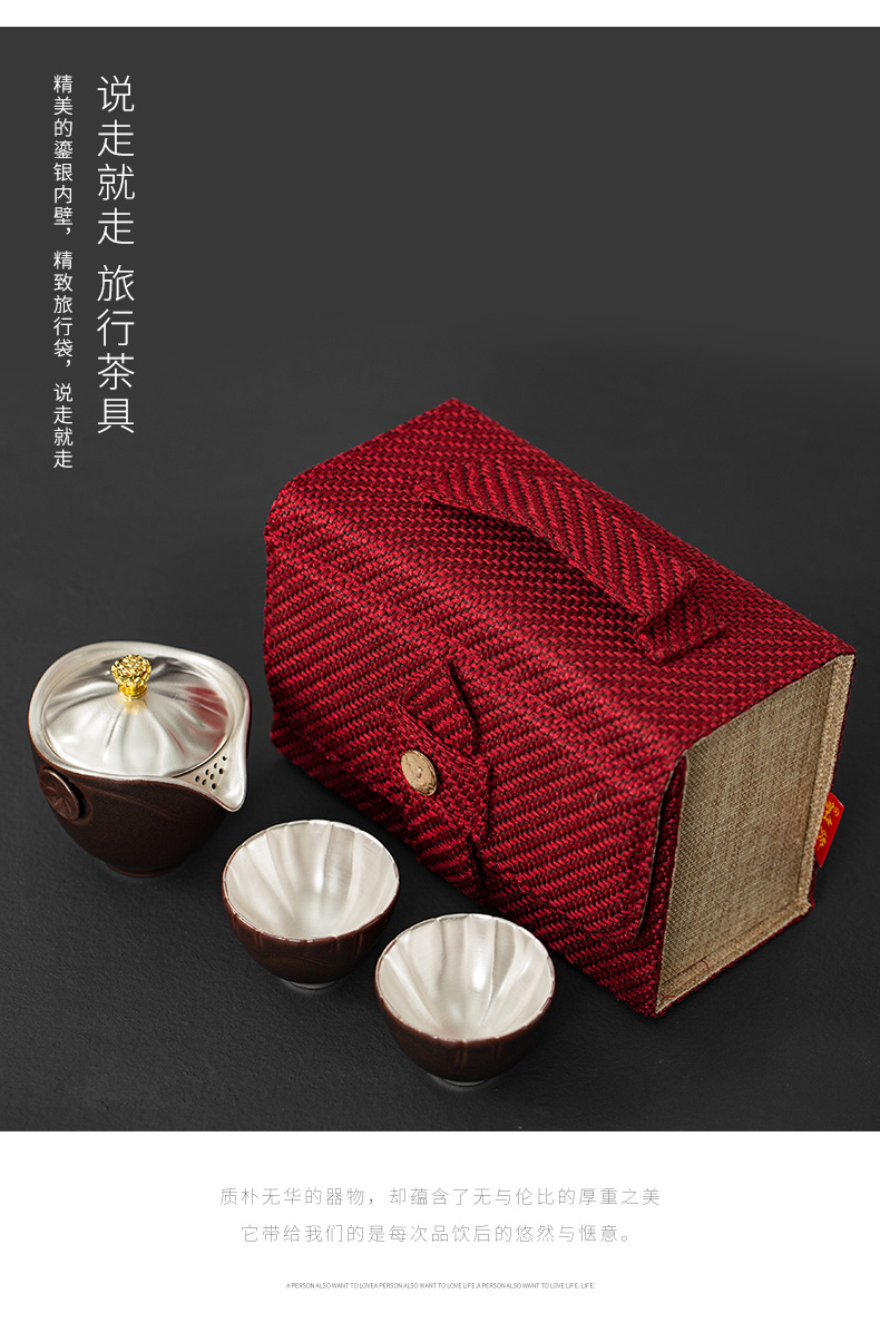 Zen travel tea set a pot of two cups of mine loader silver kung fu tea set ceramic cups to crack the glass teapot