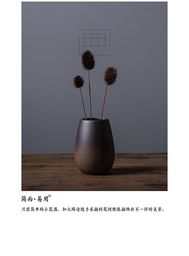 Kate zen flower implement manual coarse pottery vases, Japanese ceramics hydroponic flower tea flower handicraft furnishing articles