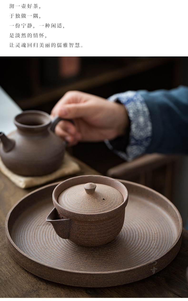 Japanese checking coarse pottery hand grasp pot of zen kung fu tea set rock, ceramic teapot finger bowl household tureen