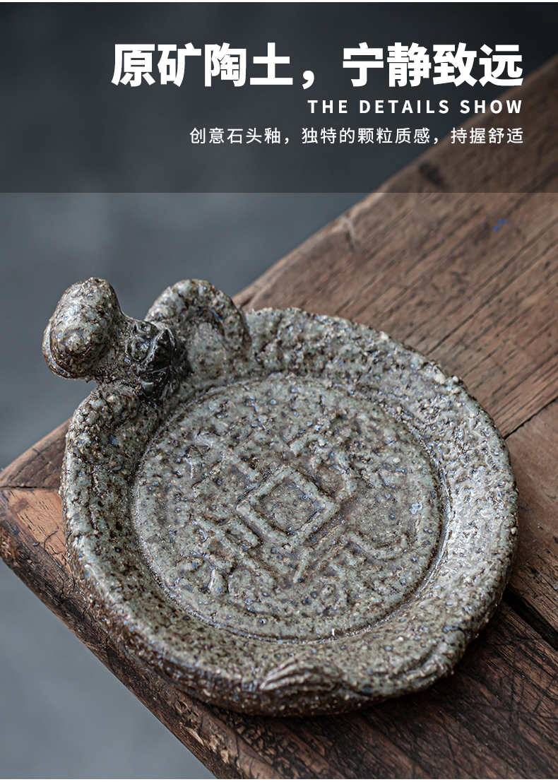 Japanese coarse pottery small plates bearing the teapot teacup pad manually retro saucer teapot kung fu tea tea accessories