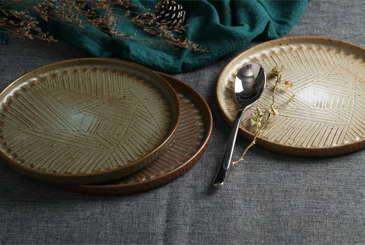 Japanese tableware ceramic plate contracted platter steak plate creative western food dish dish with fish dish dish