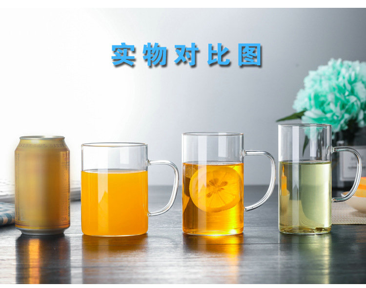 The microwave high heat - resistant borosilicate glass milk cup home "bringing glass office green tea cup flower tea cups