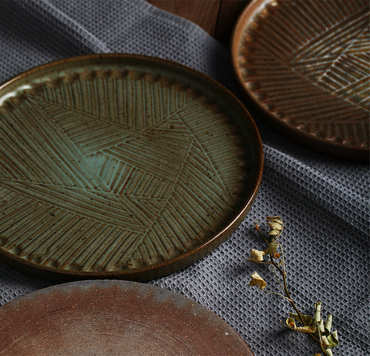 Japanese tableware ceramic plate contracted platter steak plate creative western food dish dish with fish dish dish