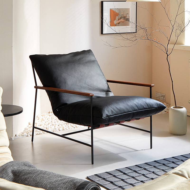 Designer Single Sofa Chair, Genuine Leather, Italian Style, Living Room Balcony, Removable and Washable, Nordic Vail Leisure Recliner Designer Single Sofa Chair, Genuine Leather, Italian Style, Living Room Balcony, Removable and Washable, Nordic Vail Leisure Recliner